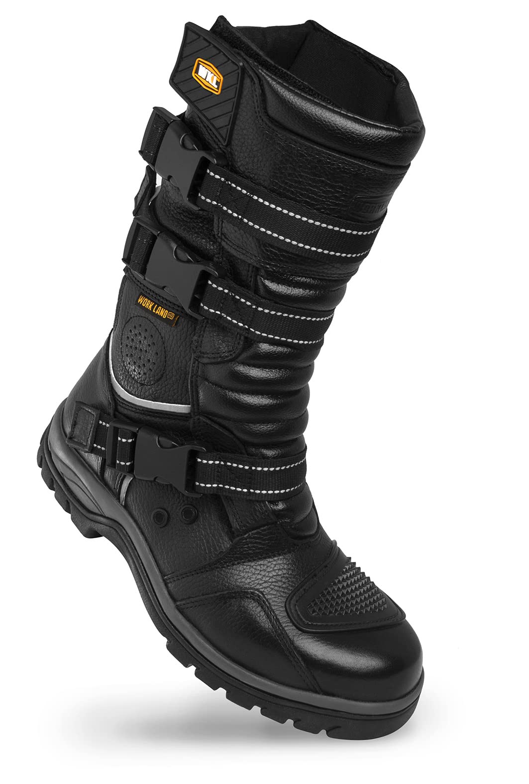 WORKLAND 77415 Motorcycle Boots for Men - Leather Boots with Protections - Work Boots For Men - Rubber Sole Slip Resistant and Reflective Motorcycle Riding Boots - Botas para Motocicleta Hombre