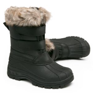 kids snow boots boys girls mid calf winter boots anti-slip outdoor warm boots with fur lined（/little kid/big kid）