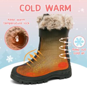 Kids Snow Boots Boys Girls Mid Calf Winter Boots Anti-Slip Outdoor Warm Boots With Fur Lined（/Little Kid/Big Kid）