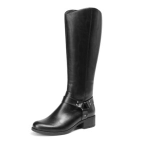 DREAM PAIRS Women's Knee-High Boots, Comfortable Pull On Side Zipper Buckle Riding Boots, Black, Size 10, Sdkb2312w