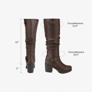 DREAM PAIRS Women's Brown Chunky Heel Knee High Boots Size 9 M US Chai-1