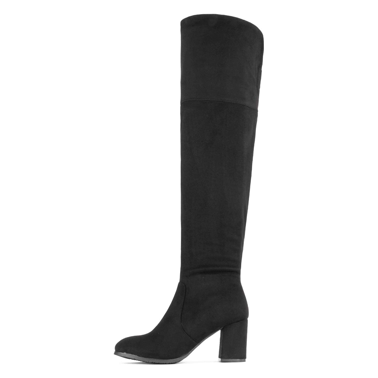 DREAM PAIRS Women's Stretch_High Black Thigh High Block Heel Over The Knee Boots Size 9 B(M) US