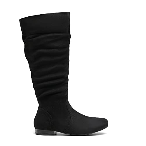 DREAM PAIRS Women's Wide Calf Knee High Pull On Fall Weather Winter Boots,Size 8,WIDE/CALF/BLACK,BLVD-W