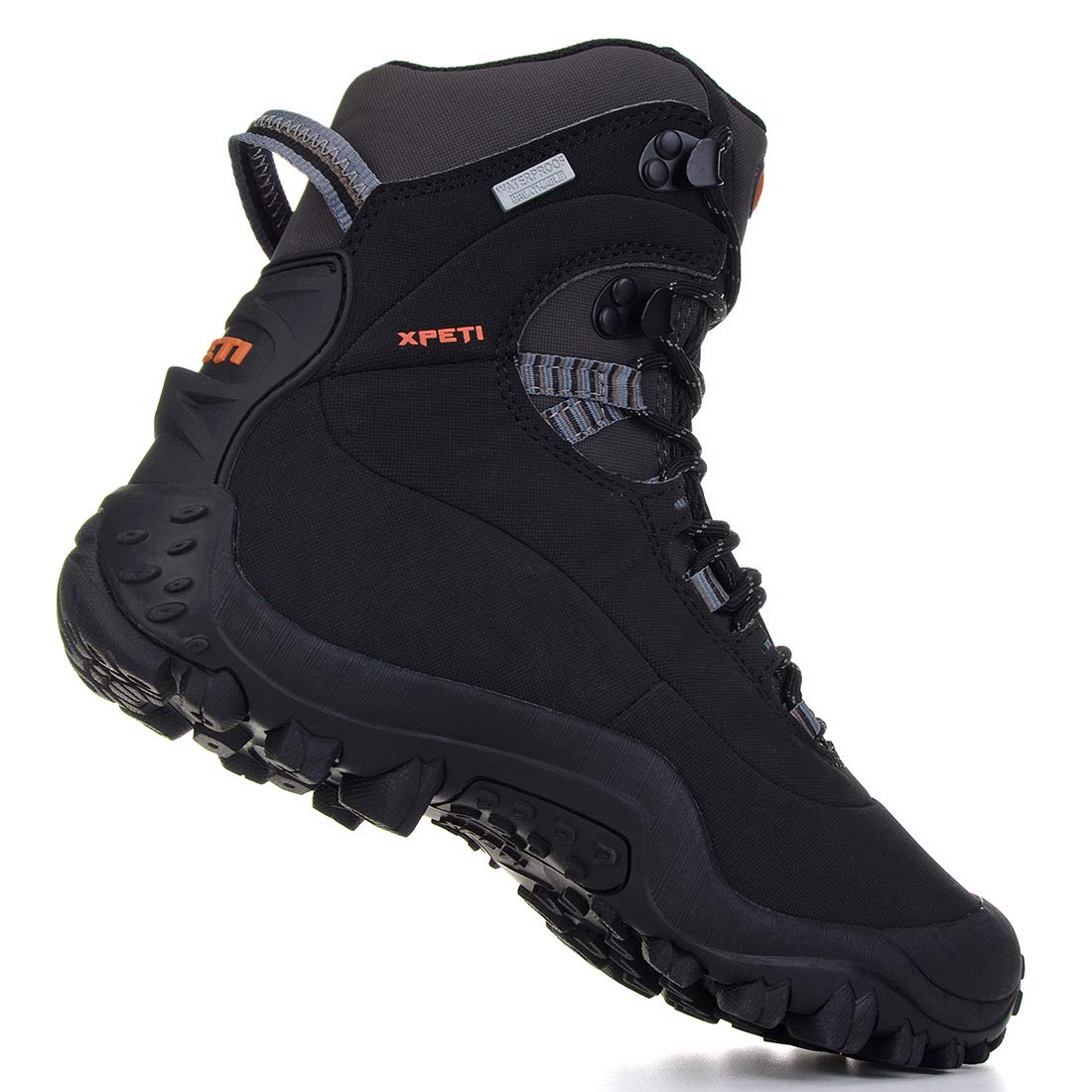 XPETI Men’s Thermator Mid-Rise Waterproof Hiking Boot Insulated Non-Slip Black 9