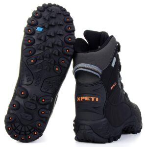 XPETI Men’s Thermator Mid-Rise Waterproof Hiking Boot Insulated Non-Slip Black 9