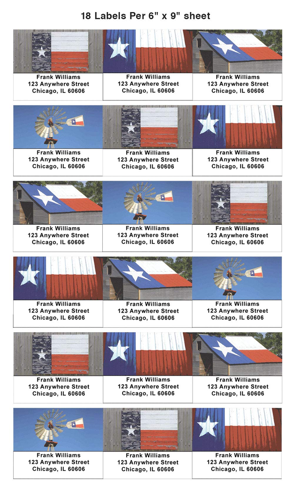 Texas Flags Address Labels