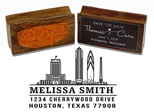 Printtoo Custom Address with Texas City Deign Personalized Wood Mounted Envelope Rubber Stamp