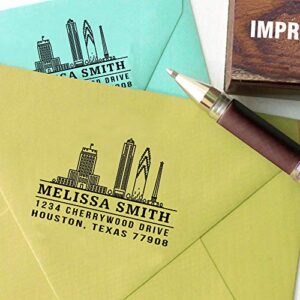 Printtoo Custom Address with Texas City Deign Personalized Wood Mounted Envelope Rubber Stamp