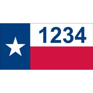 State of Address Texas Flag - Custom House Numbers 12" x 6" (Metal)