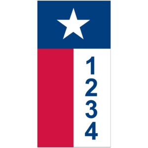 state of address texas flag - custom house numbers 3.5" x 7" (metal)