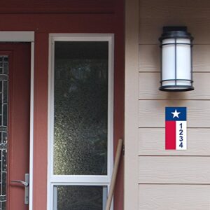 State of Address Texas Flag - Custom House Numbers 3.5" x 7" (Metal)