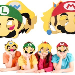 12Pcs Felt Mask, Birthday Game Themed Masks, Cosplay Party Masks, Felt Masks, Children's Party Masks, Character Masquerade, Halloween Dress Up Party Supplies for Boys and Girls Role Play