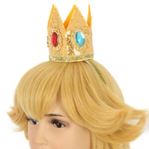 karlery Kids Girls Long Golden Princess Costume Wig with Crown Halloween Cosplay Party Wig