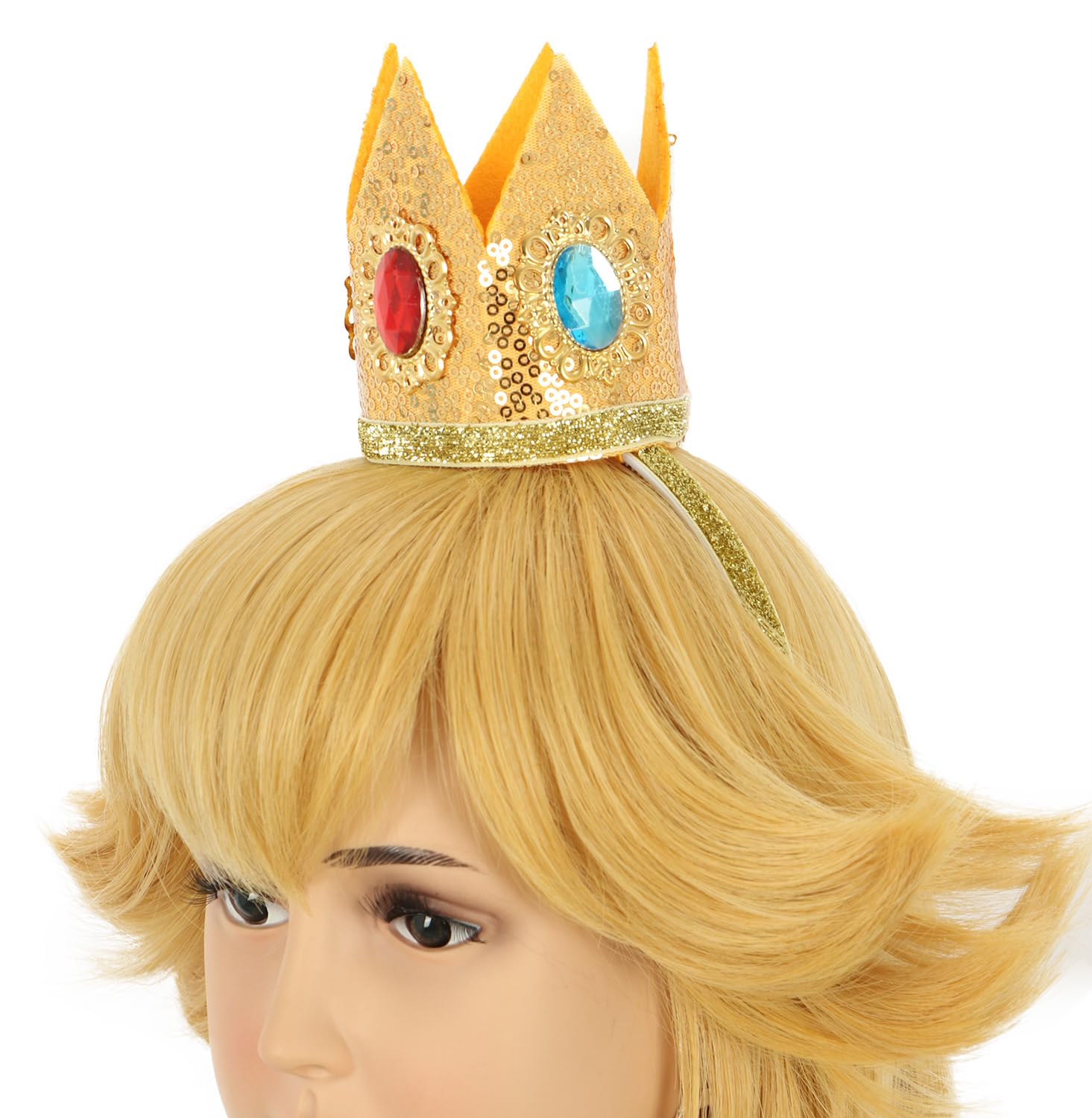 karlery Kids Girls Long Golden Princess Costume Wig with Crown Halloween Cosplay Party Wig