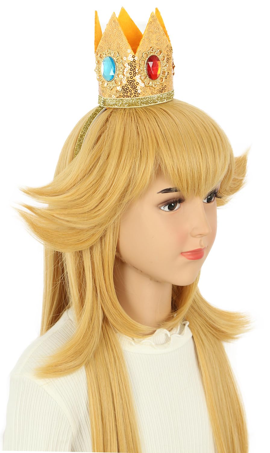 karlery Kids Girls Long Golden Princess Costume Wig with Crown Halloween Cosplay Party Wig