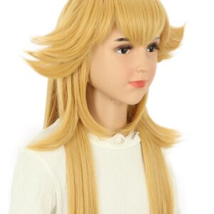 karlery Kids Girls Long Golden Princess Costume Wig with Crown Halloween Cosplay Party Wig