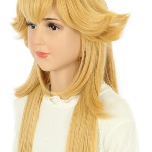 karlery Kids Girls Long Golden Princess Costume Wig with Crown Halloween Cosplay Party Wig