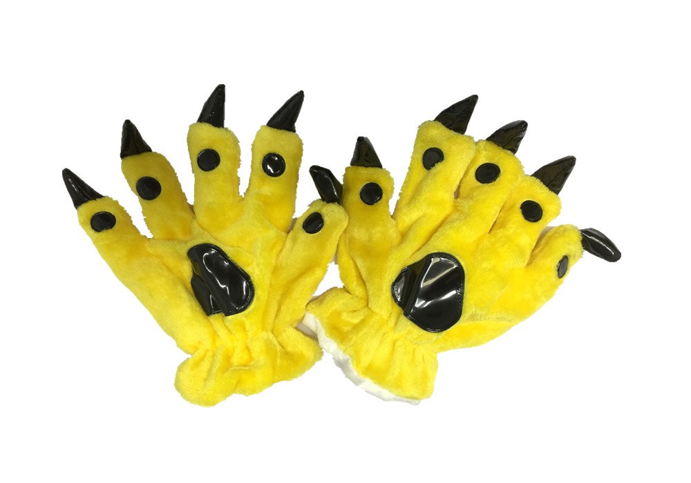 QZERPLAY Unisex Paw Claw Winter Finger Gloves for Halloween Costume Yellow L