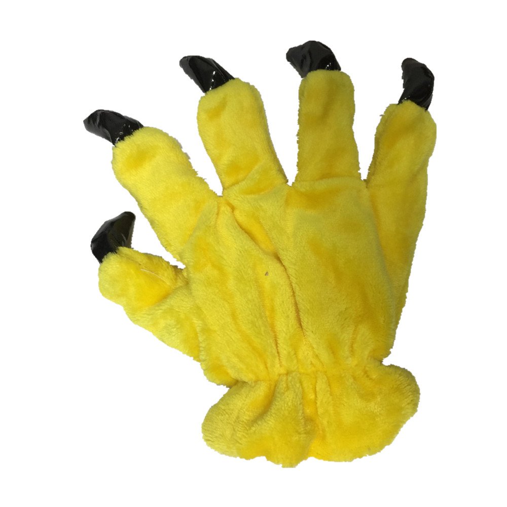 QZERPLAY Unisex Paw Claw Winter Finger Gloves for Halloween Costume Yellow L