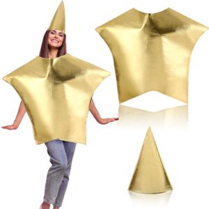 Jenaai Gold Star Costume for Adults Nativity Star Costum Costumes Religion Living Nativity Scene Outfits Women Star Shaped Cosplay Apparel with Hat Xmas Sunday Church Supply