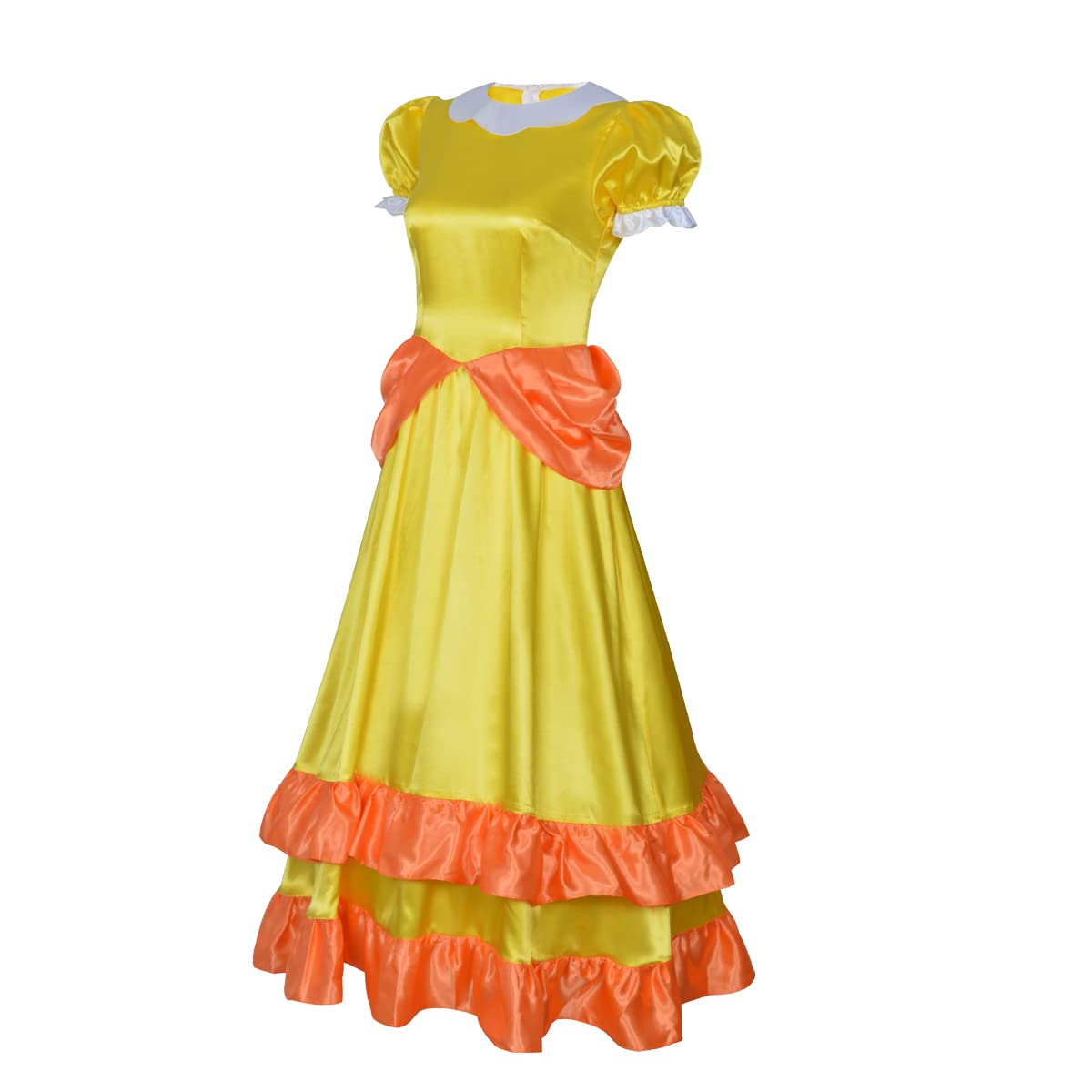 Women Princess Peach Costume Super Brothers Party Gown Ball Dress (Princess Daisy, Medium)