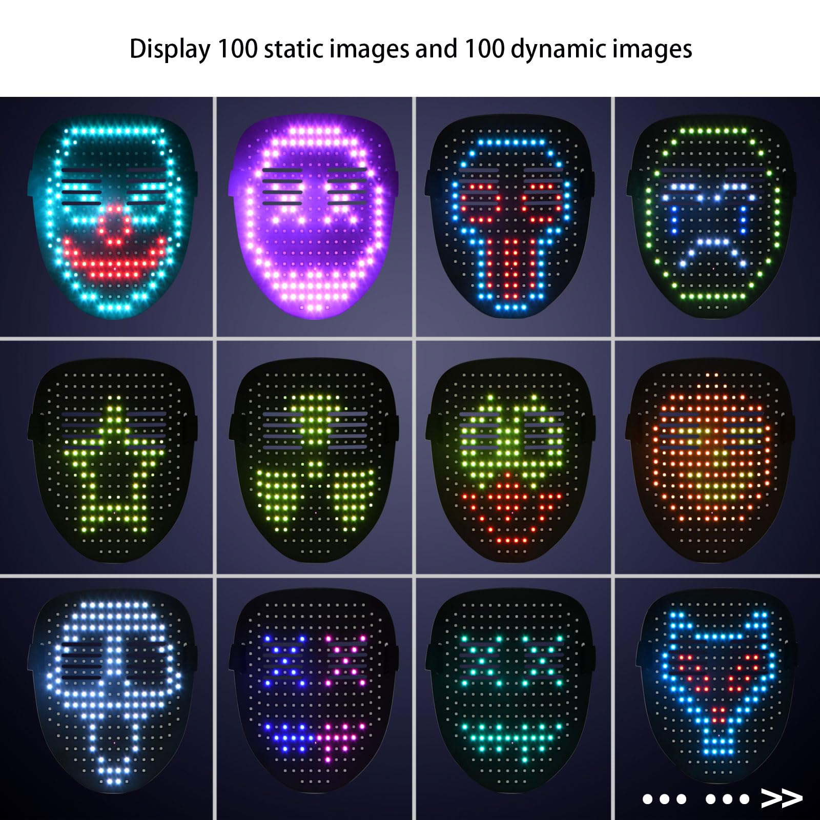 AMIMA LED Face Mask Gesture Sensing Transforming Men Women Kids LED Light Up Face Transforming Mask for Halloween Parties Masquerades (LED MASK 01)