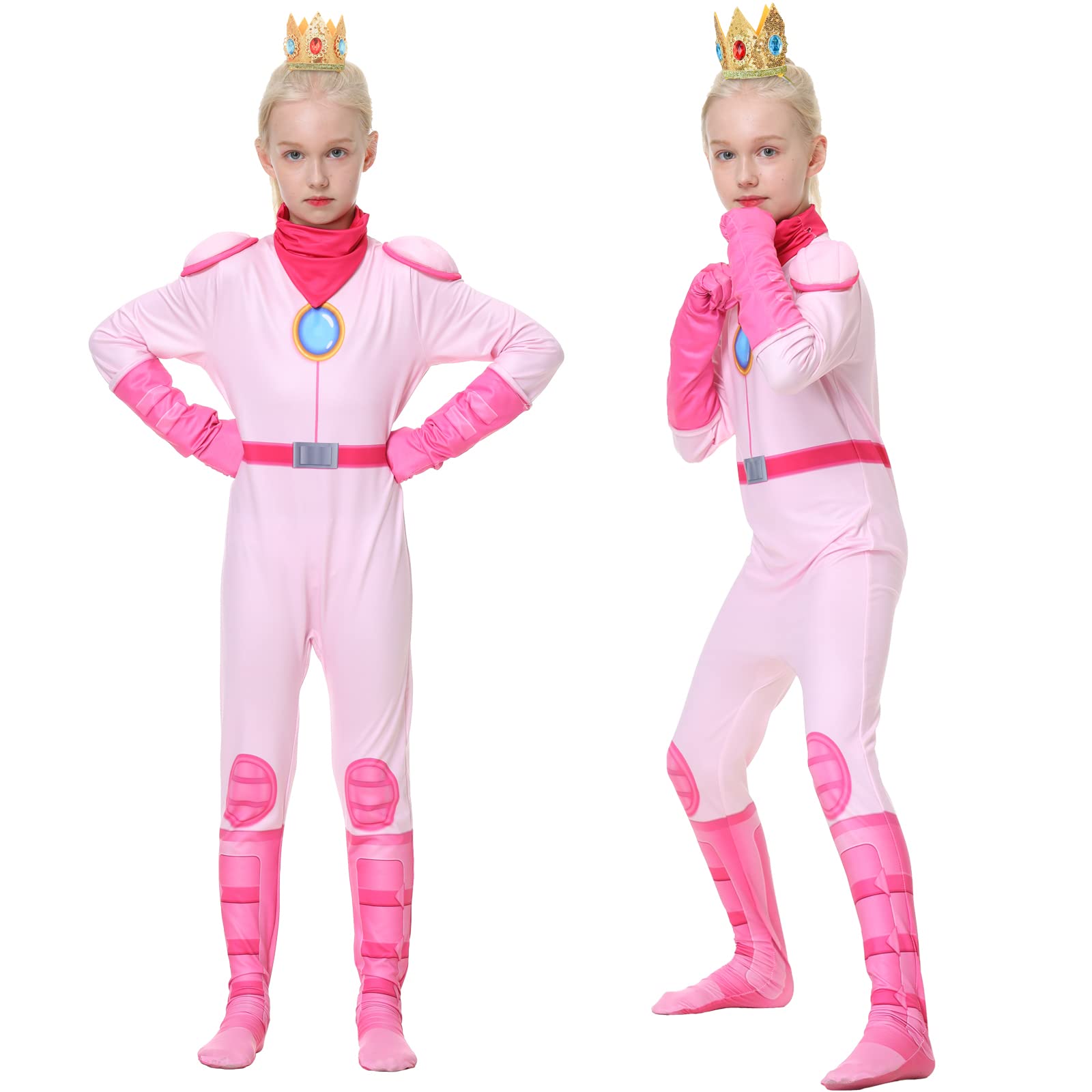 Ratoher Super Brothers Princess Costume for Kids, Peach and Daisy Princess Cosplay Costume for Toddler Girls