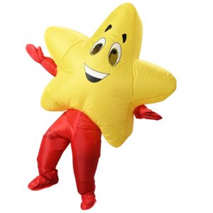 Longteng Five-Point Star Costume Adult Inflatable Costume Men Fancy Dress Halloween Blow Up Suit Cosplay Party (Red)