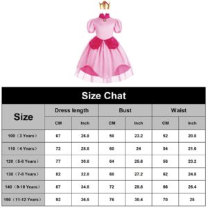 Oispvpes Girls Princess Peach dress Super Brothers Party Dresses Kids 3-12 Years pink 100