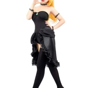 C-ZOFEK Women's Bowsette Cosplay Costume Black Dress with Accessories (Large)