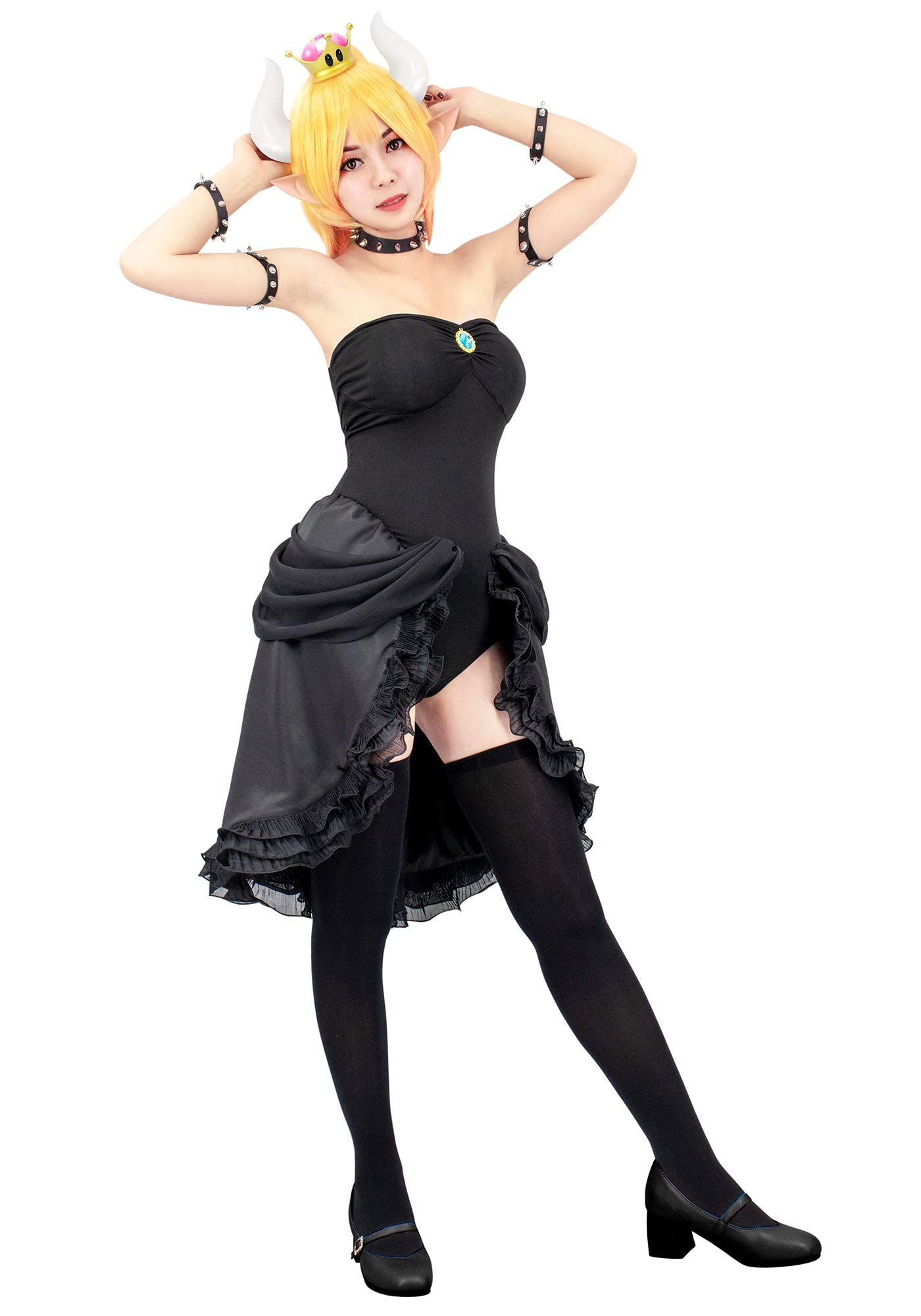 C-ZOFEK Women's Bowsette Cosplay Costume Black Dress with Accessories (Large)