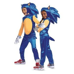 Disguise Deluxe Sonic Costume for Kids, Official Sonic Prime Costume and Headpiece, Size (10-12)