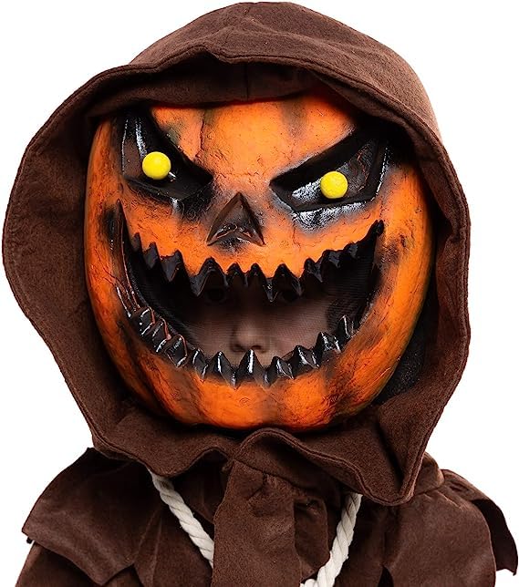 Spooktacular Creations Halloween Scary Scarecrow Pumpkin Bobble Head Costume w/Pumpkin Halloween Mask for Kids Role-Playing (XX-Large(14-16yr))