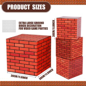 Outus 6 Pieces Video Game Brick Boxes 11.8 x 11.8 Inch Red Brick Cardboard Blocks Easter Mystery Boxes Props Brick Comic Theme Party Favor Supplies Video Game Party Decorations