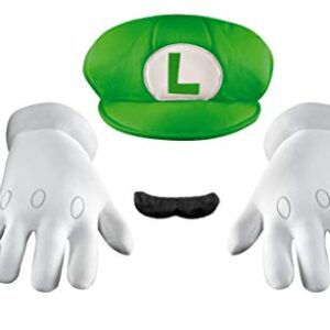 Disguise Men's Nintendo Super Mario Bros.Luigi Adult Costume Accessory Kit, Green/White/Brown, One Size