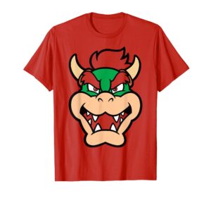 nintendo super mario bowser large face chest portrait t-shirt