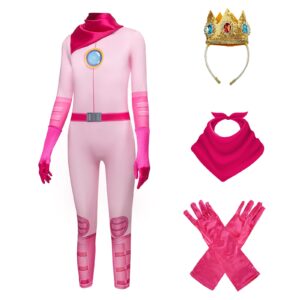 rtopds princesscostume halloween costume superbros cosplay outfit jumpsuit (pink, 120(7 years))