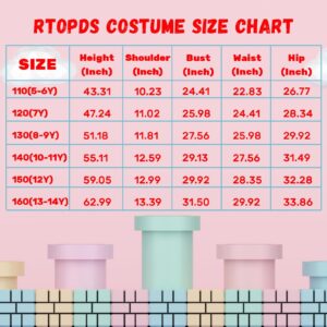 RTOPDS PrincessCostume Halloween Costume SuperBros Cosplay Outfit Jumpsuit (Pink, 120(7 Years))