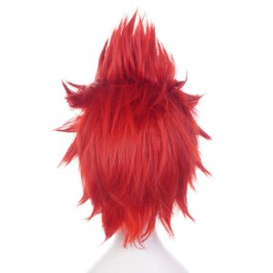 Anogol Wig Cap+ Short Red Anime Cosplay Wig Anger Wig Synthetic Red Hair Anger Outfit Red Spiky Wig Short Red Wig for Men Halloween Christmas Party Costume Wig Short Red Crazy Wig