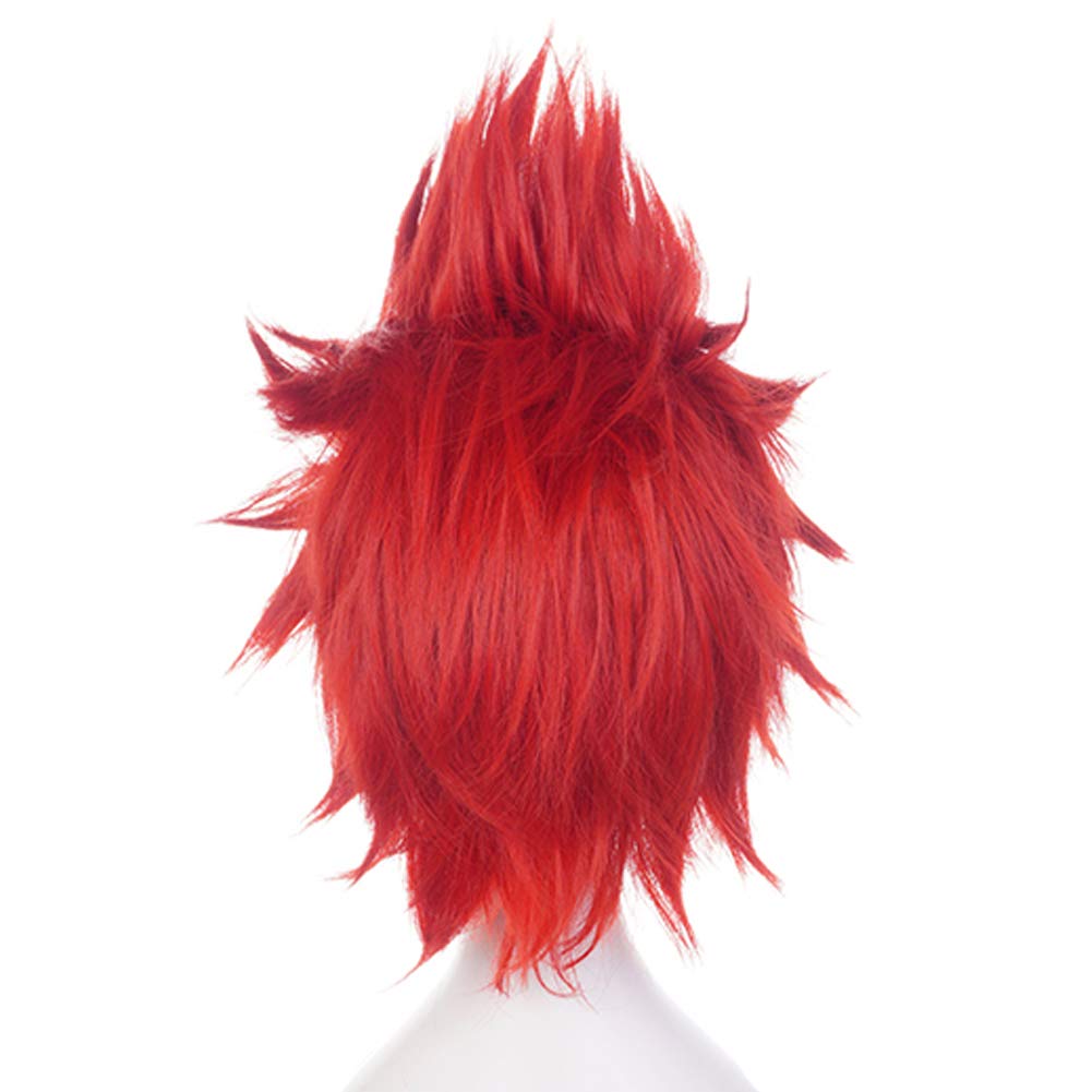 Anogol Wig Cap+ Short Red Anime Cosplay Wig Anger Wig Synthetic Red Hair Anger Outfit Red Spiky Wig Short Red Wig for Men Halloween Christmas Party Costume Wig Short Red Crazy Wig