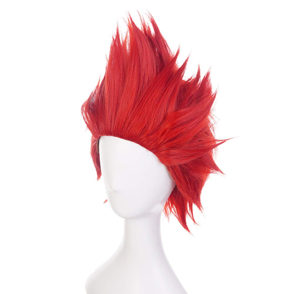 Anogol Wig Cap+ Short Red Anime Cosplay Wig Anger Wig Synthetic Red Hair Anger Outfit Red Spiky Wig Short Red Wig for Men Halloween Christmas Party Costume Wig Short Red Crazy Wig