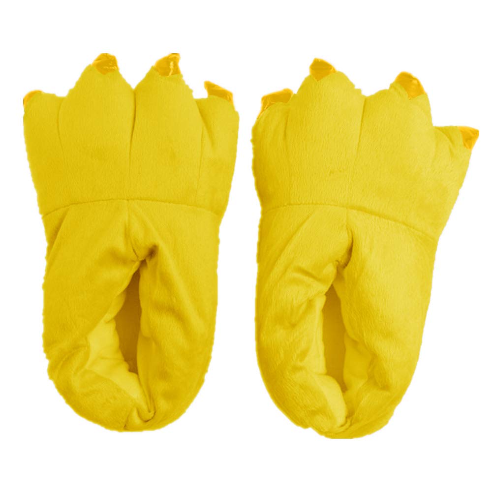 Japsom Unisex Cozy Flannel House Monster Slippers Halloween Animal Costume Paw Claw Shoes Yellow M