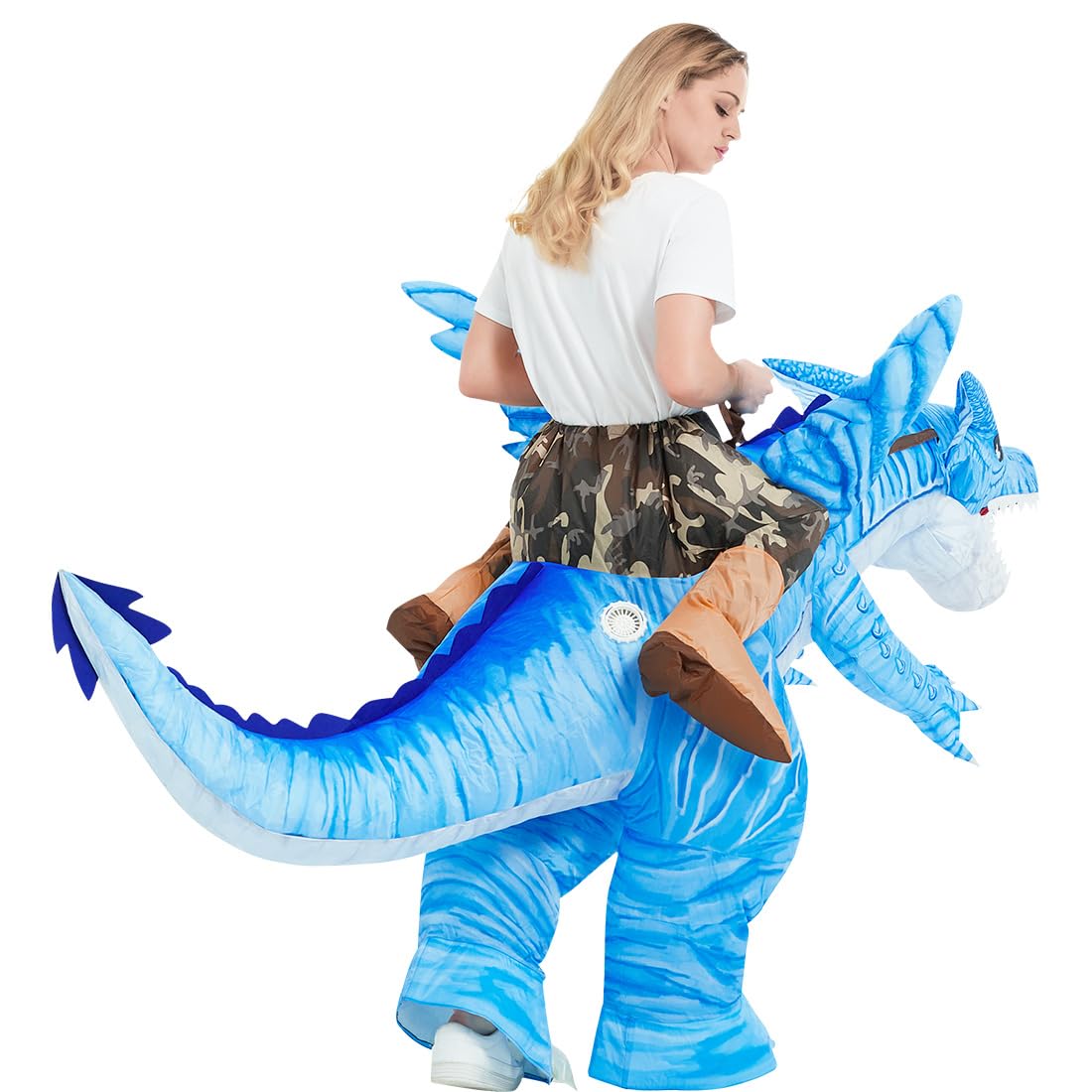 GOOSH Inflatable Dinosaur Costume for Adult Halloween Costume Women Man 72IN Funny Blow up Costume for Halloween Party Cosplay