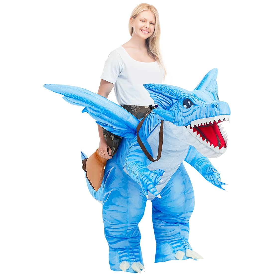 GOOSH Inflatable Dinosaur Costume for Adult Halloween Costume Women Man 72IN Funny Blow up Costume for Halloween Party Cosplay