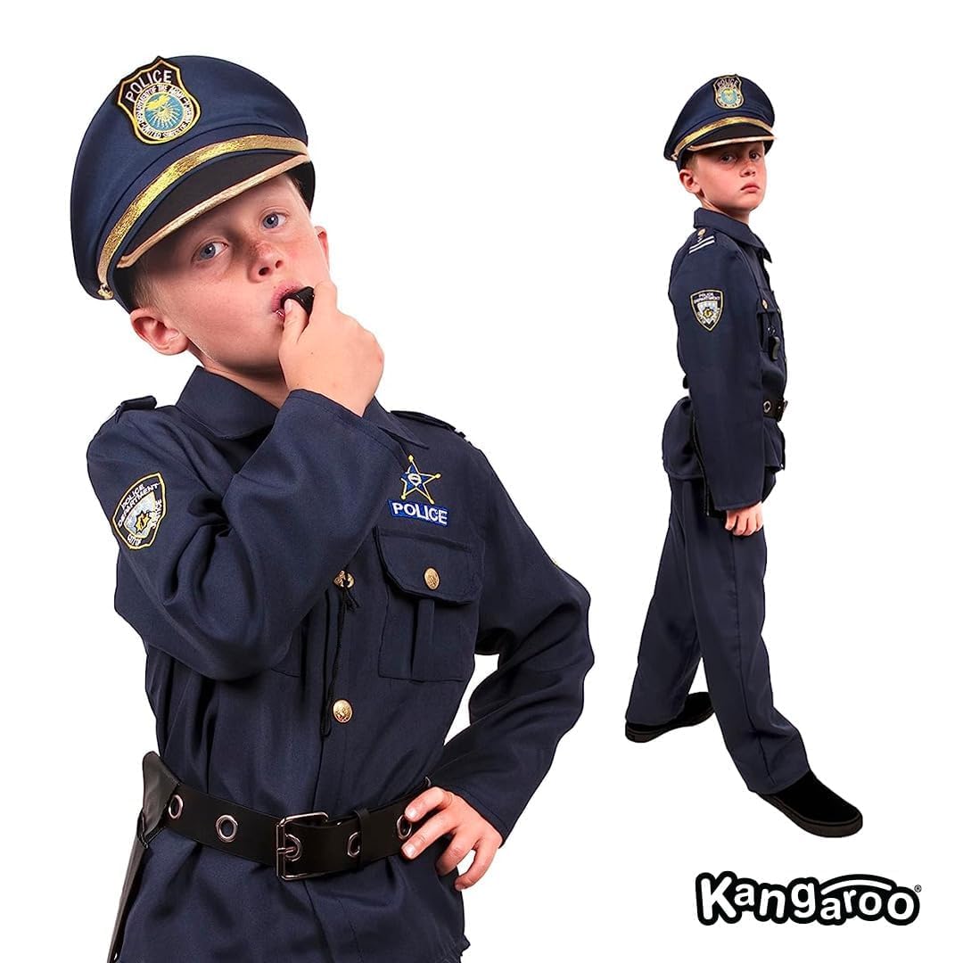 Kangaroo Deluxe Police Costume For Kids I Police Accessories Play Set I 15 Pcs Role Play Cop Costume & Dressup