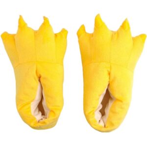 Akanbou Cosplay Monster Paw Plush Slippers Monster Feet Claw Slippers Home Shoes for Adults and Children (Women US 4.5-8.5, Yellow)