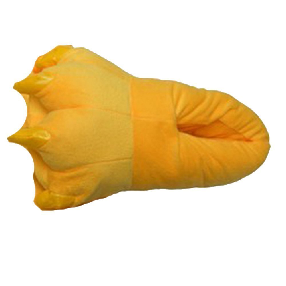 Akanbou Cosplay Monster Paw Plush Slippers Monster Feet Claw Slippers Home Shoes for Adults and Children (Women US 4.5-8.5, Yellow)