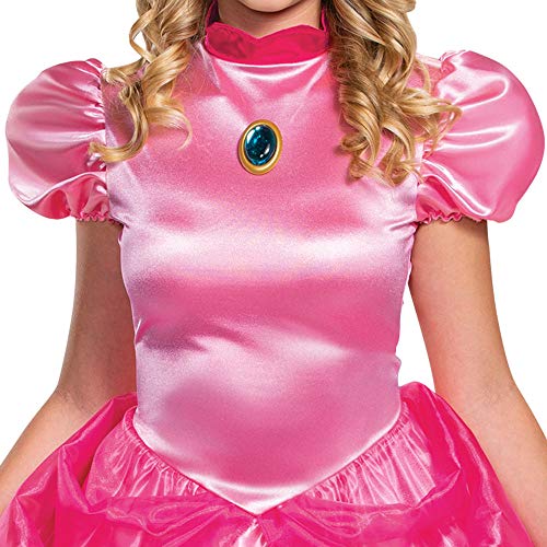 Disguise Womens Princess Peach Costume, Official Nintendo Super Mario Bros Dress And Crown Adult Sized, Pink, Large 12-14 US