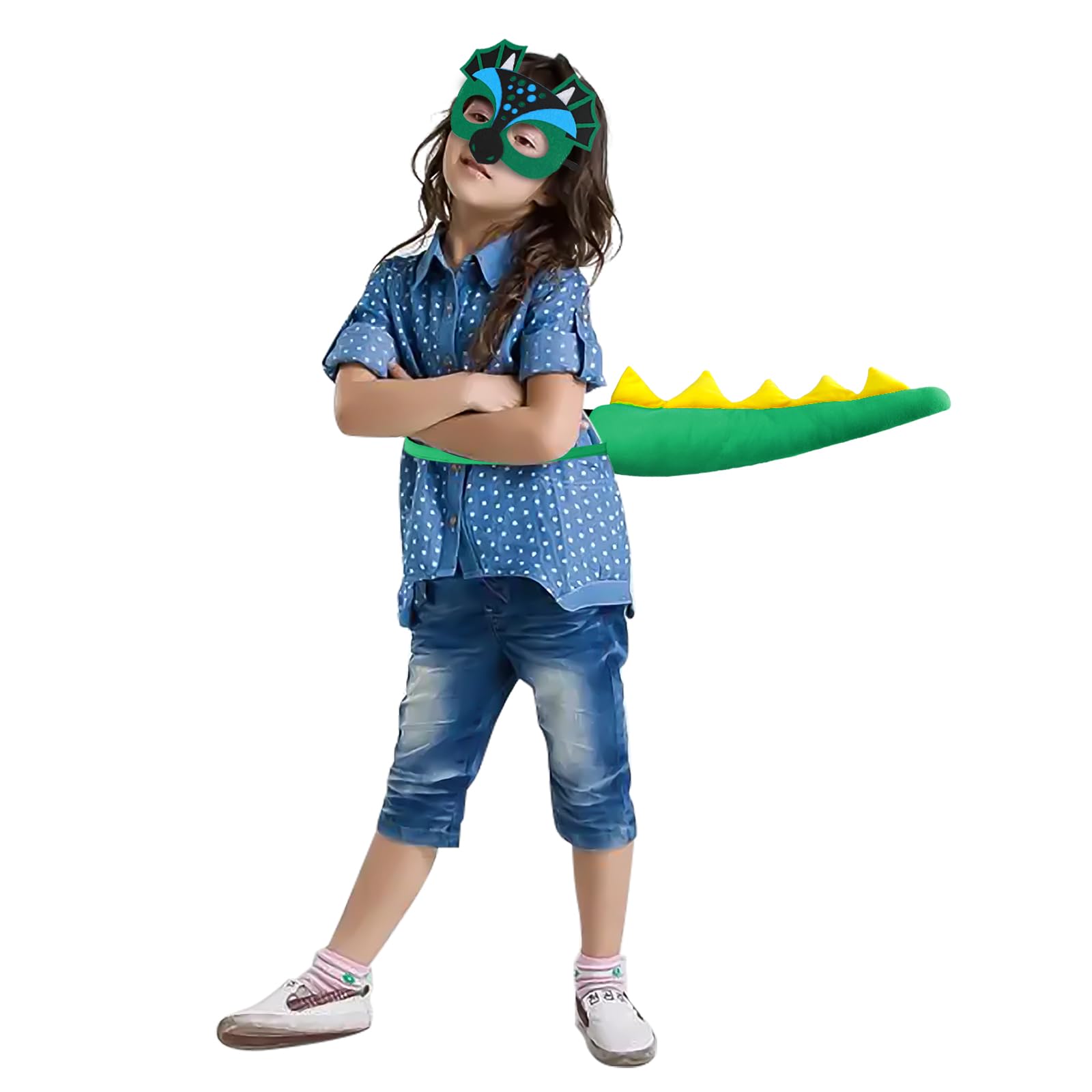 Clobeau Dinosaur Costume Dinosaur Tail and Mask Set for Kids, Dragon Mask and Tail as Toddler Dress-up Dinosaur for Party