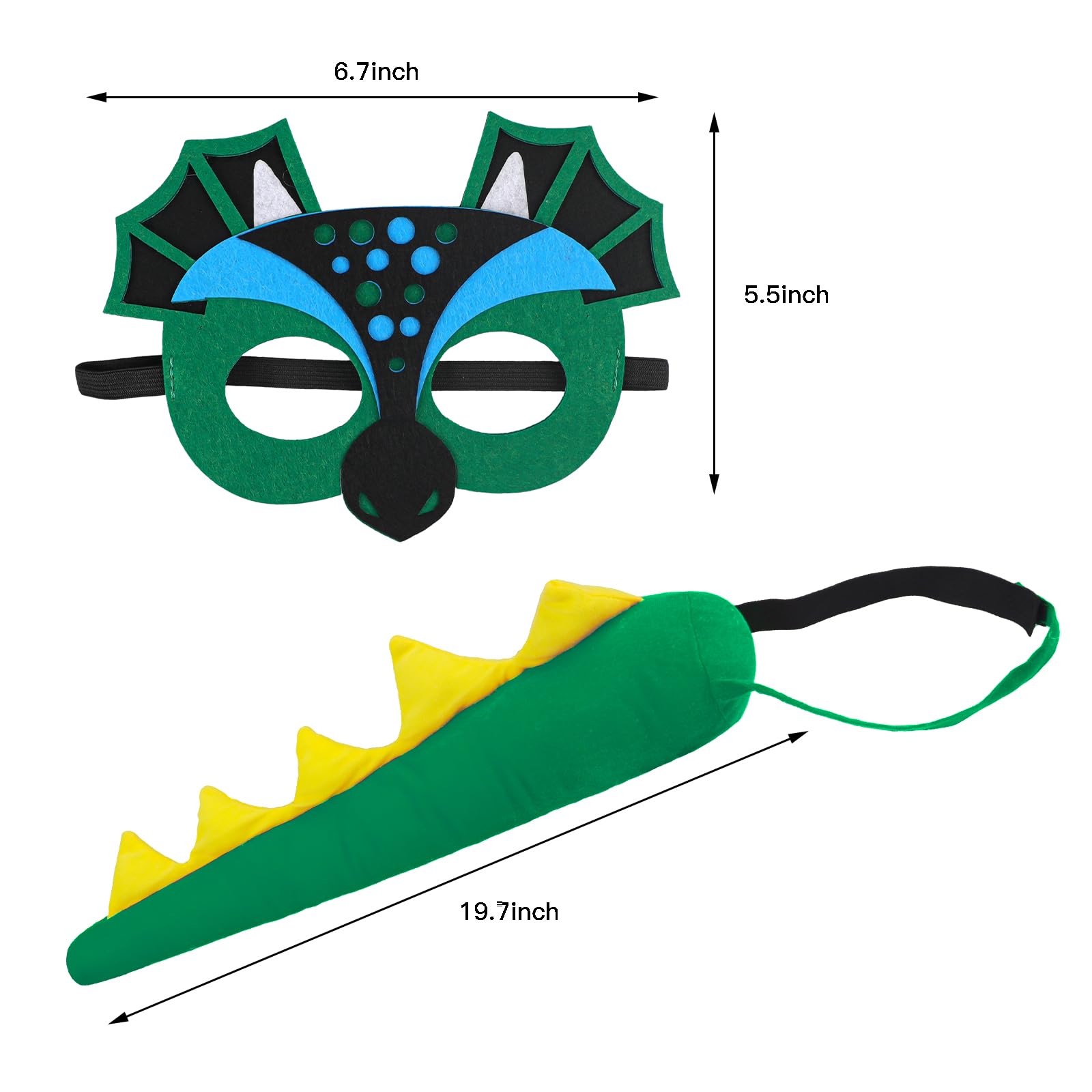 Clobeau Dinosaur Costume Dinosaur Tail and Mask Set for Kids, Dragon Mask and Tail as Toddler Dress-up Dinosaur for Party